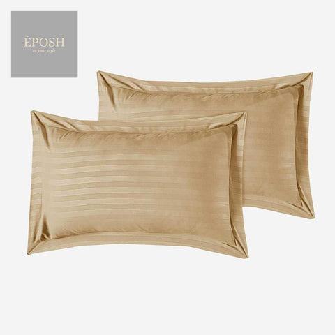 Luxury Satin Stripe Duvet Set - Camel