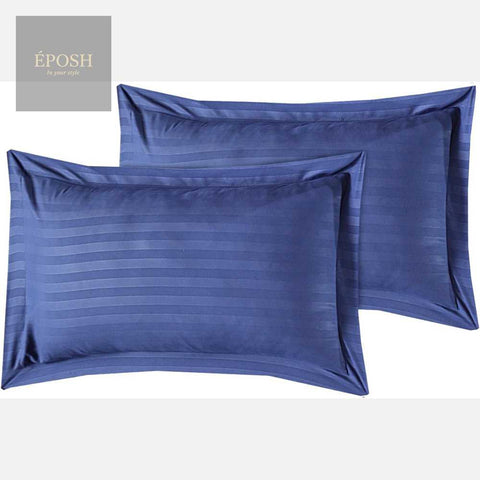 Luxury Satin Stripe Duvet Set - Royal Blue