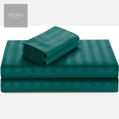 Luxury Satin Stripe Duvet Set - Teal