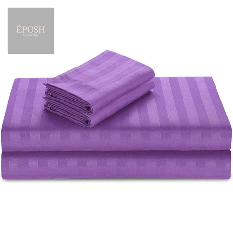 Luxury Satin Stripe Duvet Set - Purple