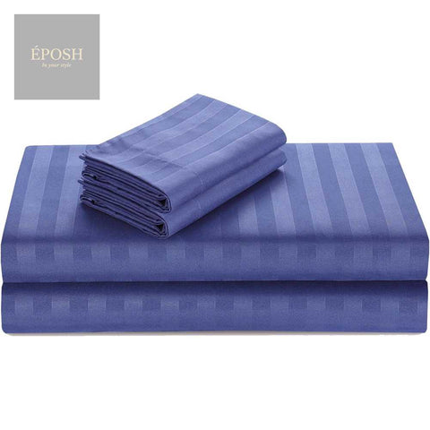 Luxury Satin Stripe Duvet Set - Royal Blue