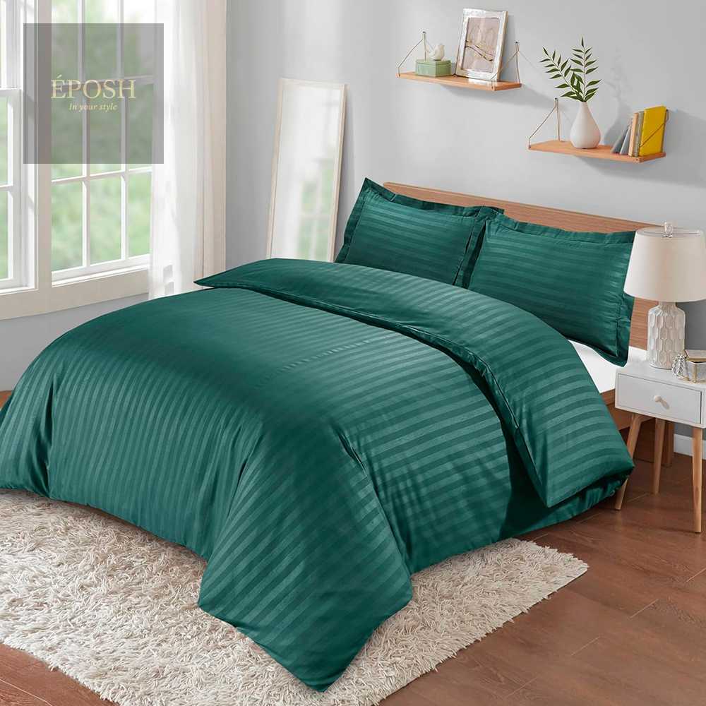 Luxury Satin Stripe Duvet Set - Teal
