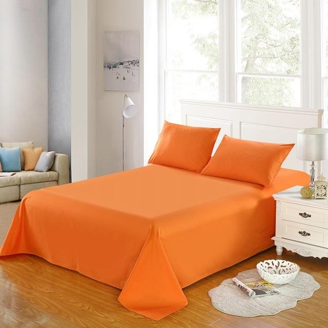 Rich Cotton Plain Bedsheet Set - Orange
