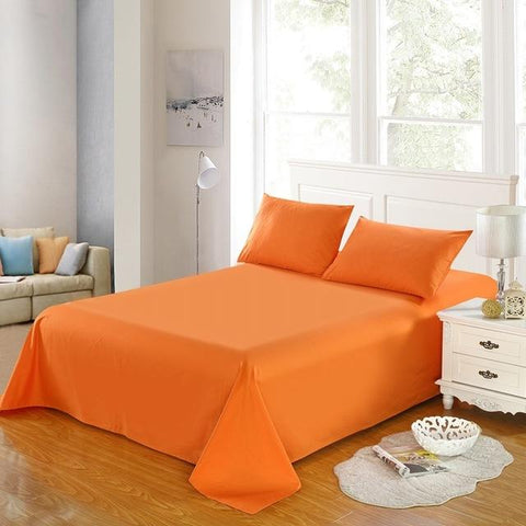 Rich Cotton Plain Bedsheet Set - Orange