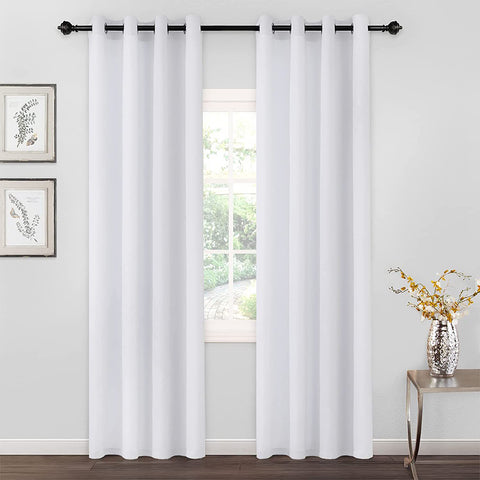 2 Pieces Plain Dyed Back Lining Eyelet Curtains - White