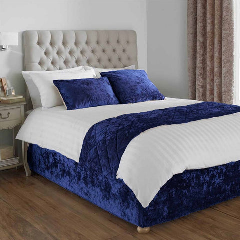 Crushed Velvet Bed Runner with 2 cushion covers Royal Blue