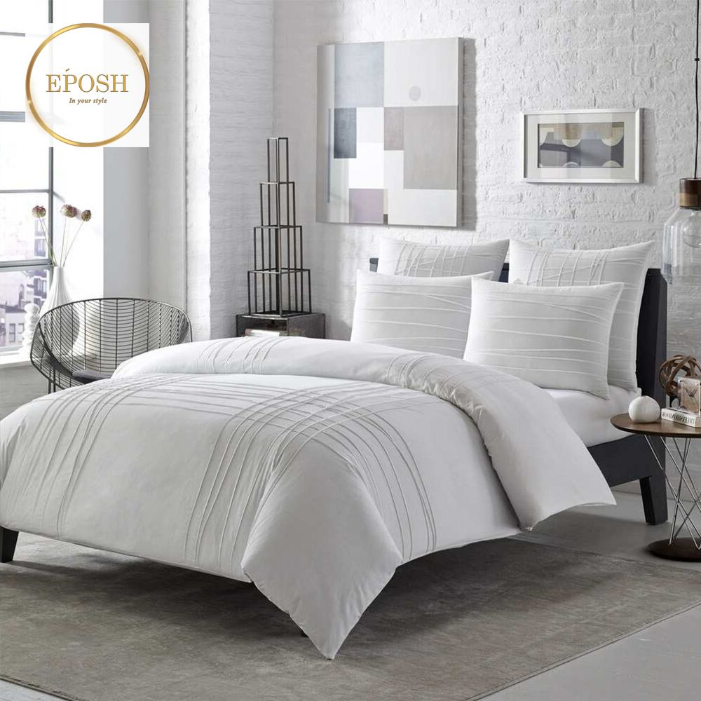 Luxury Pleated Duvet Set - White