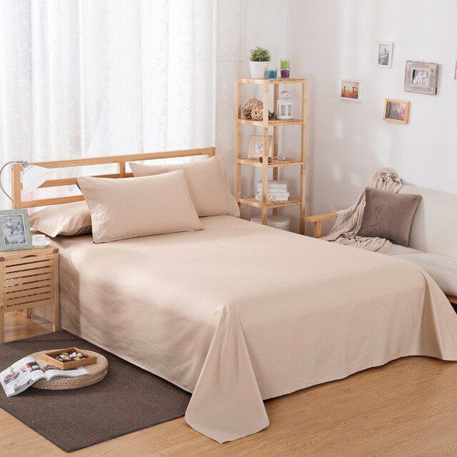 Rich Cotton Plain Bedsheet Set - Beige