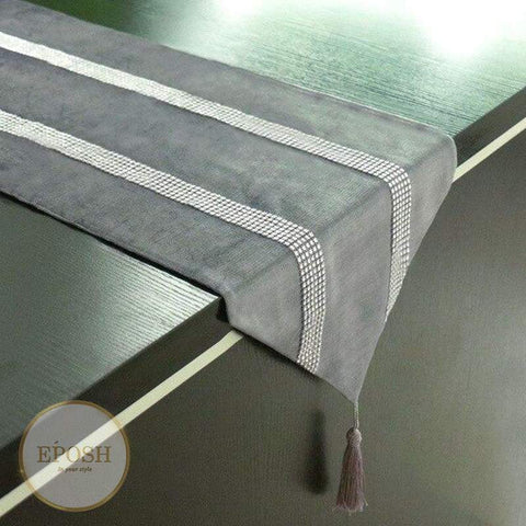 Velvet Table Runner Grey