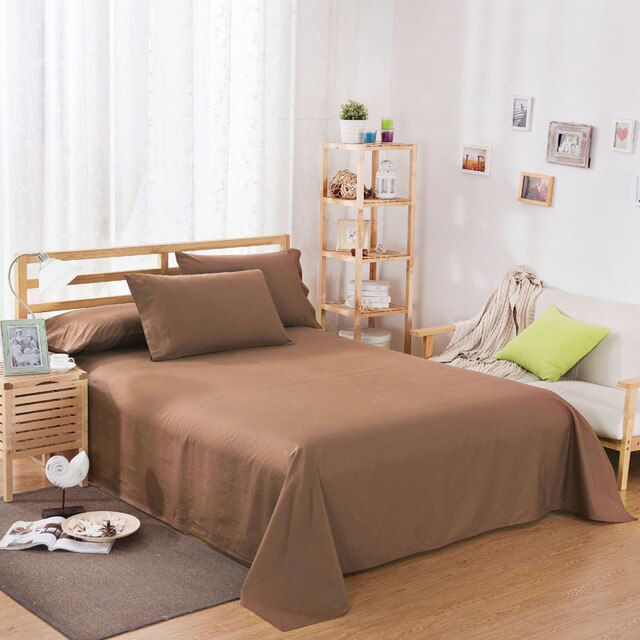 Rich Cotton Plain Bedsheet Set - Brown
