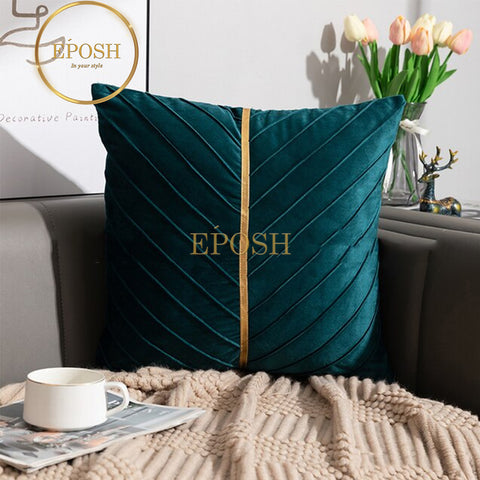 Pack of 2 Velvet Decorative Square Cushion -Emerald Green
