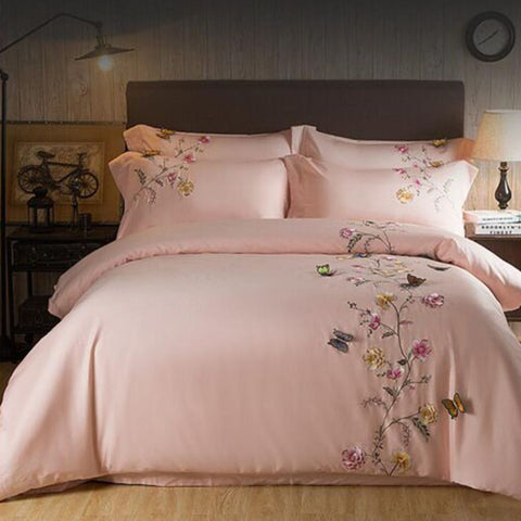 New Luxury Embroidered Peach Duvet Set-01