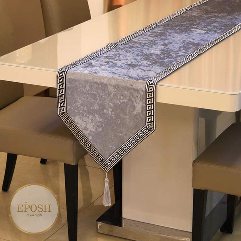 Velvet Table Runner Grey 02
