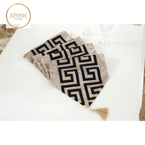 Double Splendid Velvet Table Runner Beige