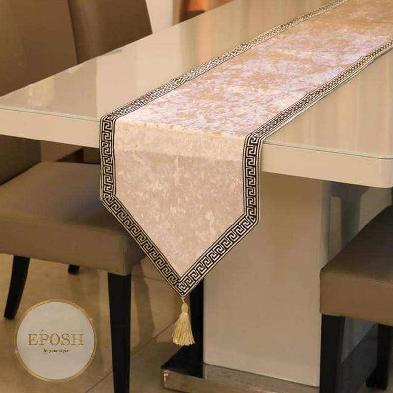 Velvet Table Runner Beige 02