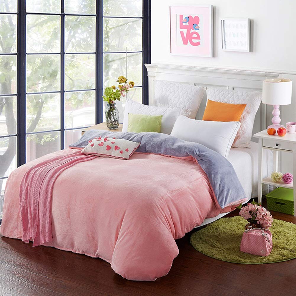 Velvet Quilt-Baby Pink/Grey