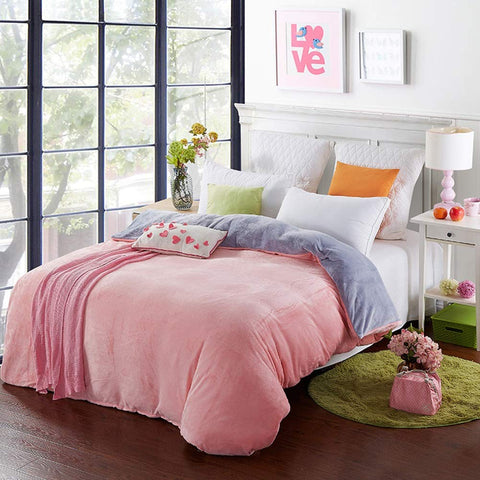 Velvet Quilt-Baby Pink/Grey