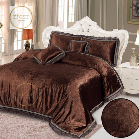 Fancy bridal  Velvet Bed Sheet Set 5 Pcs - EP592
