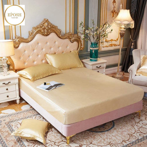 Silk Fitted Sheet with Pillow covers -Cream