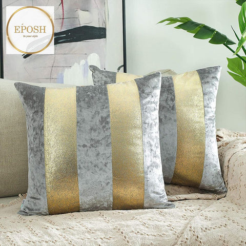Pack of 2 Dark grey&Gold Sequence Lace Velvet Cushion
