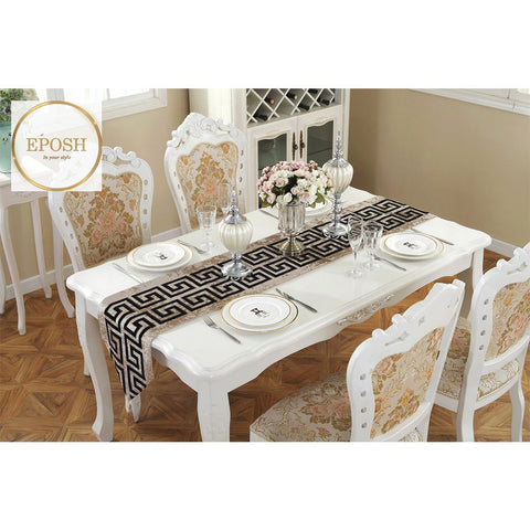 Double Splendid Velvet Table Runner Beige
