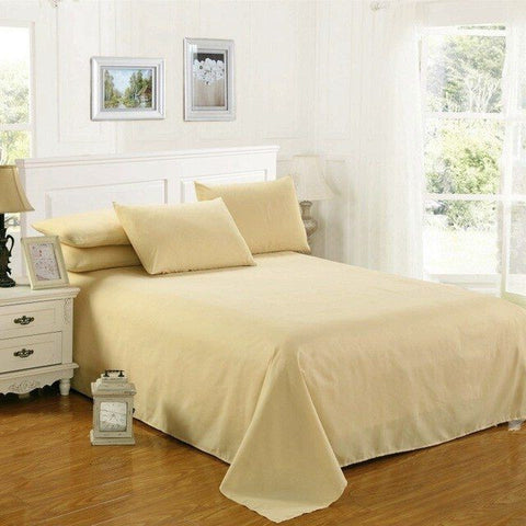 Rich Cotton Plain Bedsheet Set - Mustard