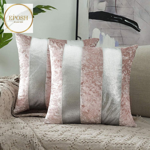 Pack of 2 Pink&Silver Sequence Lace Velvet Cushion