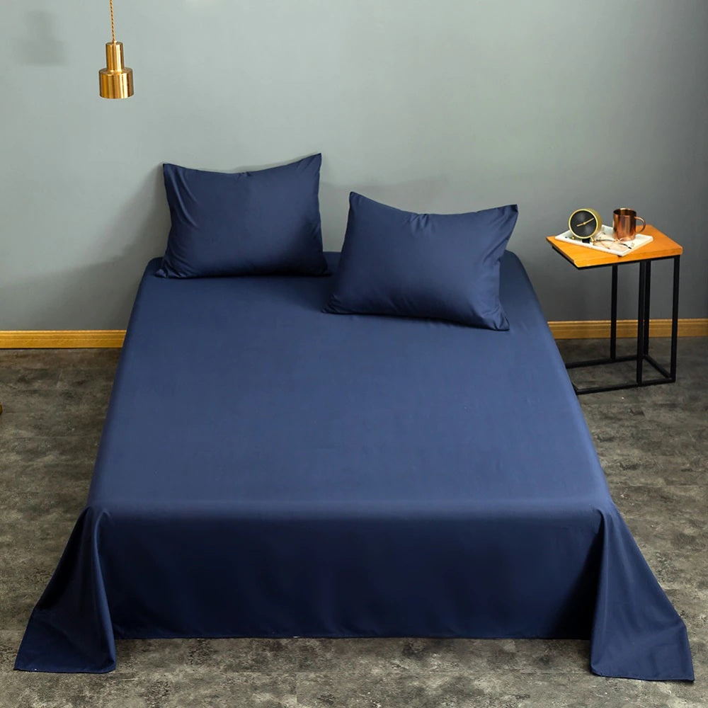 Rich Cotton Plain Bedsheet Set - Navy Blue