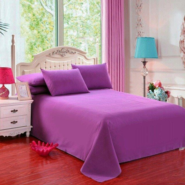 Rich Cotton Plain Bedsheet Set - Deep Purple