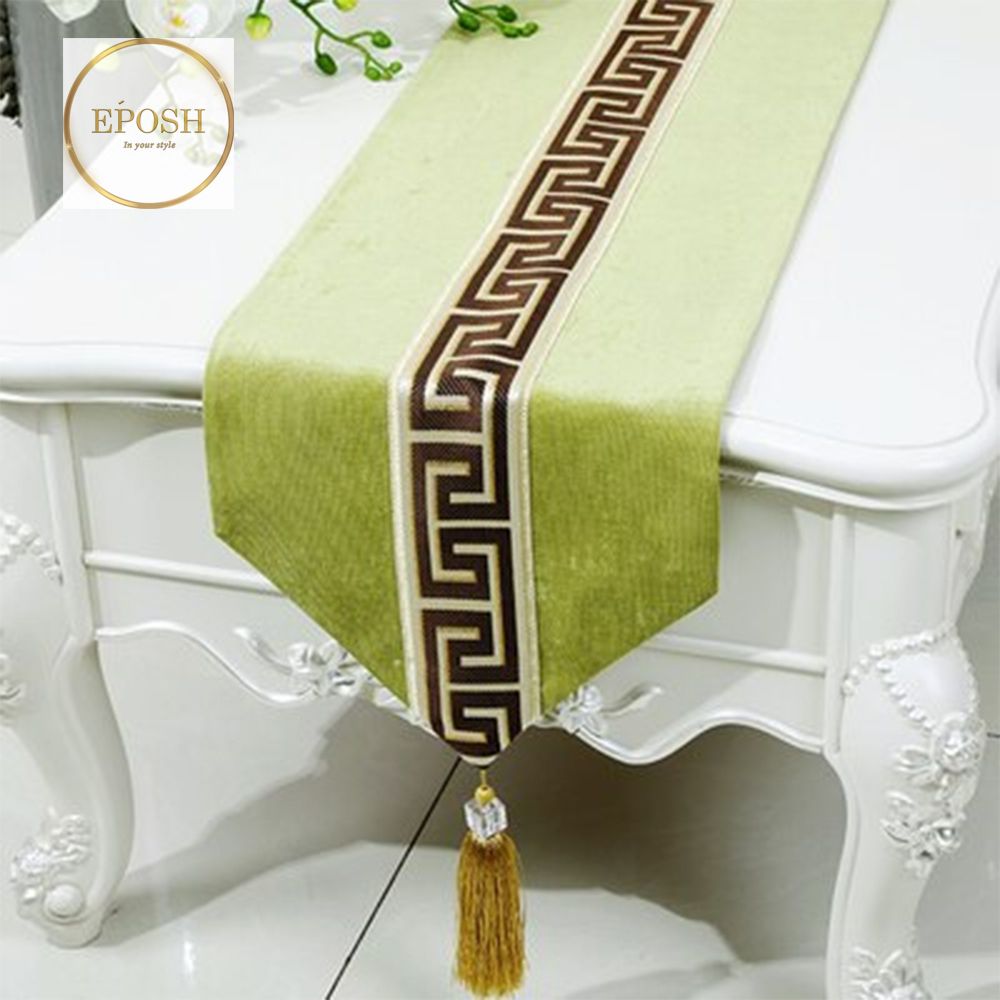 Splendid Velvet Table Runner  Light Green