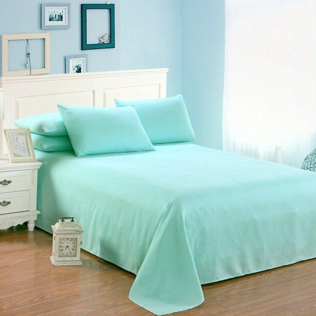 Rich Cotton Plain Bedsheet Set - Aqua Blue