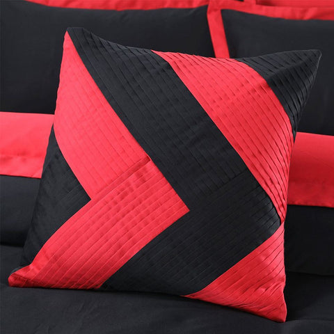 Red and Black Embellish Pleats Duvet Set
