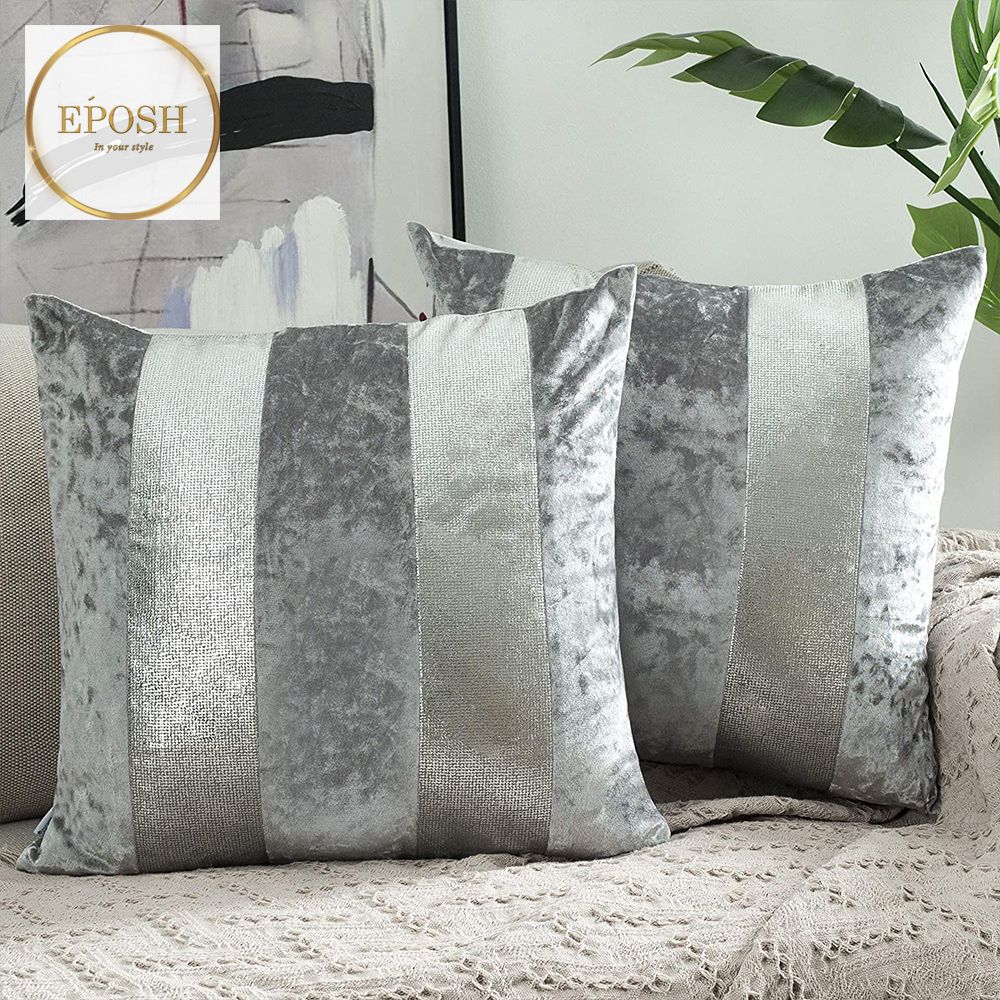 Pack of 2 Drak grey&Silver Sequence Lace Velvet Cushion
