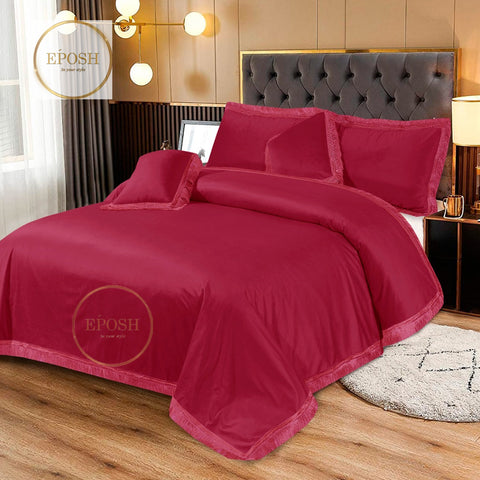 Fancy bridal  Velvet Bed Sheet Set 5 Pcs - EP596