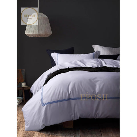 White Duvet Set With Blue Tripe Baratta Stitch