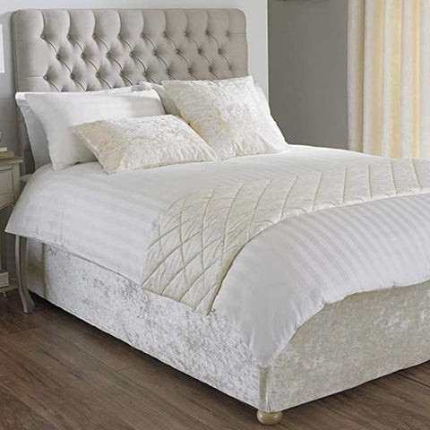 Crushed Velvet Bed Runner with 2 cushion covers Ivory