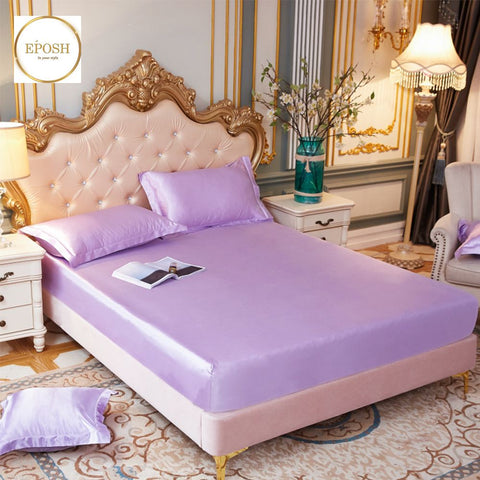 Silk Fitted Sheet with Pillow covers -Mauve