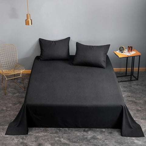 Rich Cotton Plain Bedsheet Set - Black