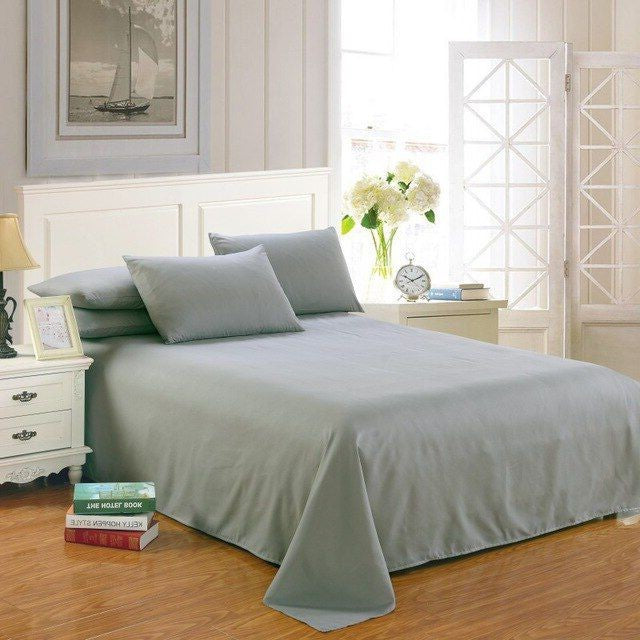 Rich Cotton Plain Bedsheet Set - Mid Grey