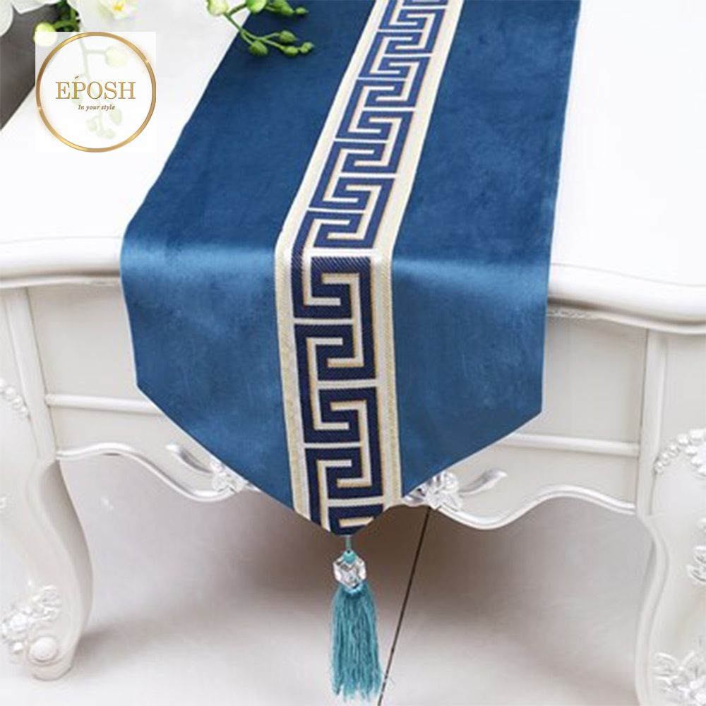 Splendid Velvet Table Runner  Ocean Blue