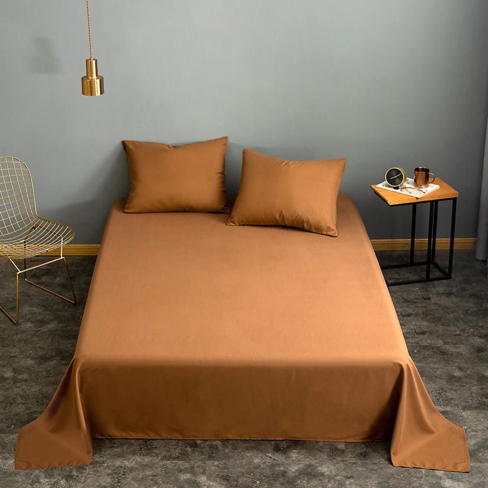 Rich Cotton Plain Bedsheet Set - Rust Brown