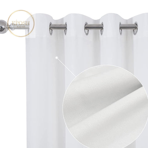 2 Pieces Plain Dyed Velvet Eyelet Curtains-White