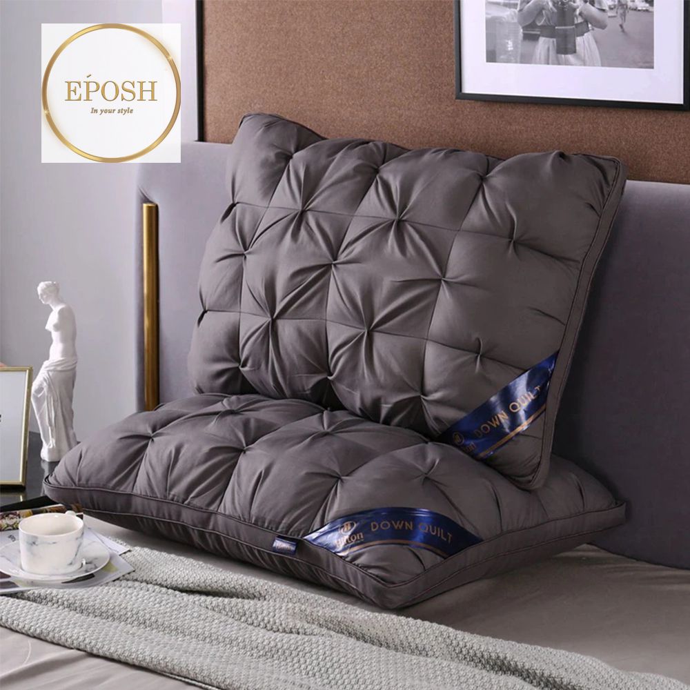 Pack of 2 Filled Pintucks Decorative Pillows- Coffee grey