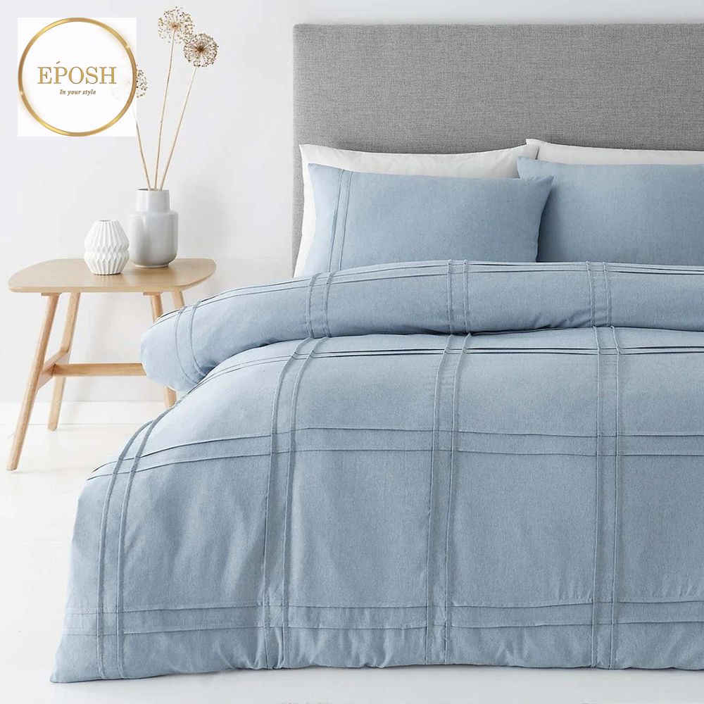 Luxury Box Pleated Duvet -Sky Blue