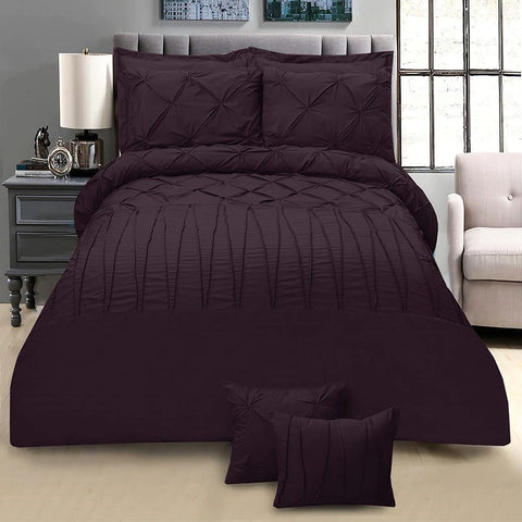 Exotic Embellish Pintucks & Cross Pleated Duvet Set - Mocha Brown