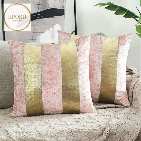 Pack of 2 Pink&Gold Sequence Lace Velvet Cushion