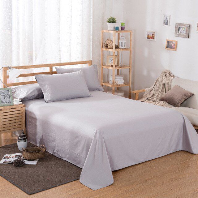 Rich Cotton Plain Bedsheet Set - Grey
