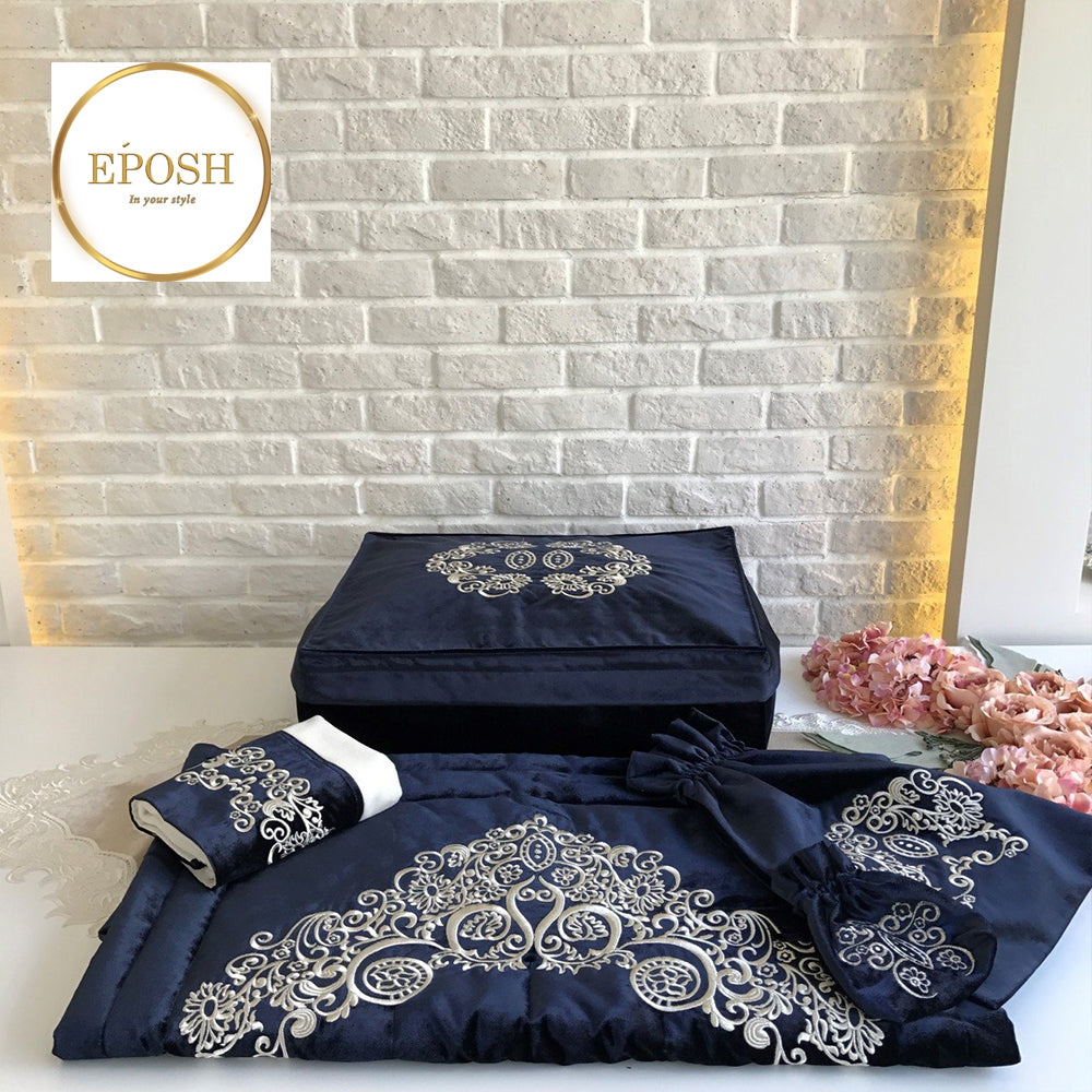 Islamic Prayer Mat set - Navy Blue