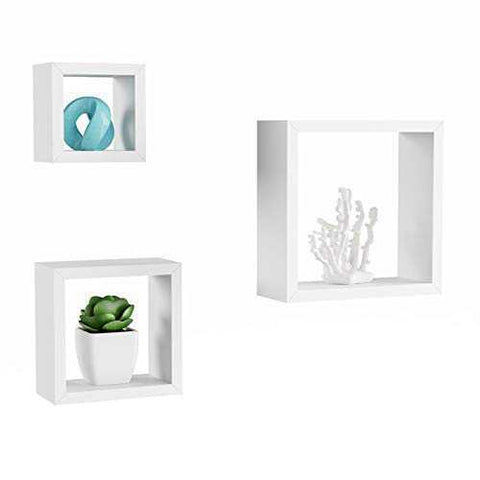 White Wooden Wall Shelves Set - 3 Pieces