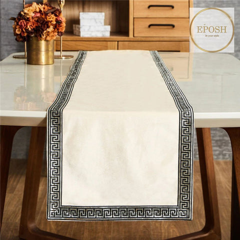 Velvet Table Runner Off White